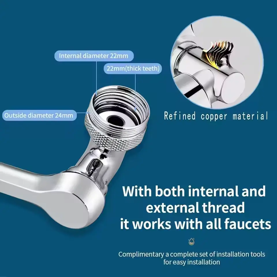 Metal 1080° Rotation Faucet Extender with Filter